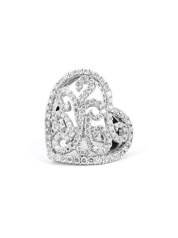 ANELLO FANTASIA A CUORE IN ORO BIANCO 18KT CON DIAMANTI