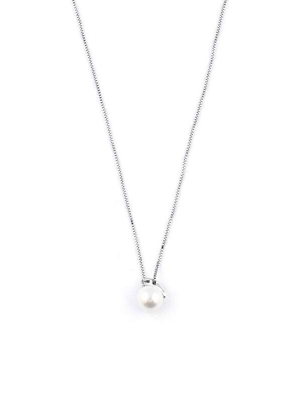GIROCOLLO IN ORO BIANCO 18KT CON DIAMANTI E PERLA