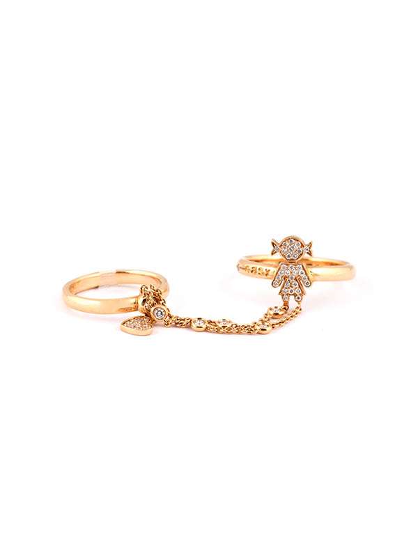 ANELLO DOPPIO EASY BIMBA IN ORO ROSA 18KT CON DIAMANTI