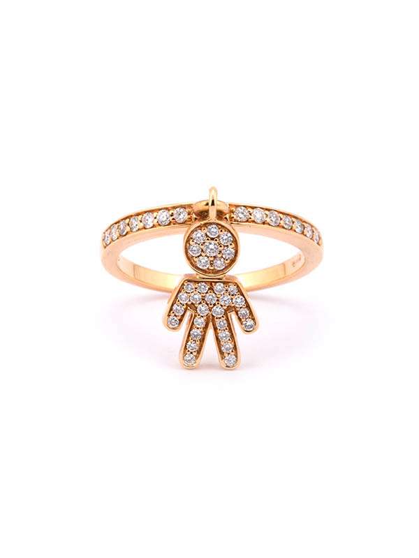 ANELLO EASY BIMBO PENDENTE IN ORO ROSA 18KT CON DIAMANTI