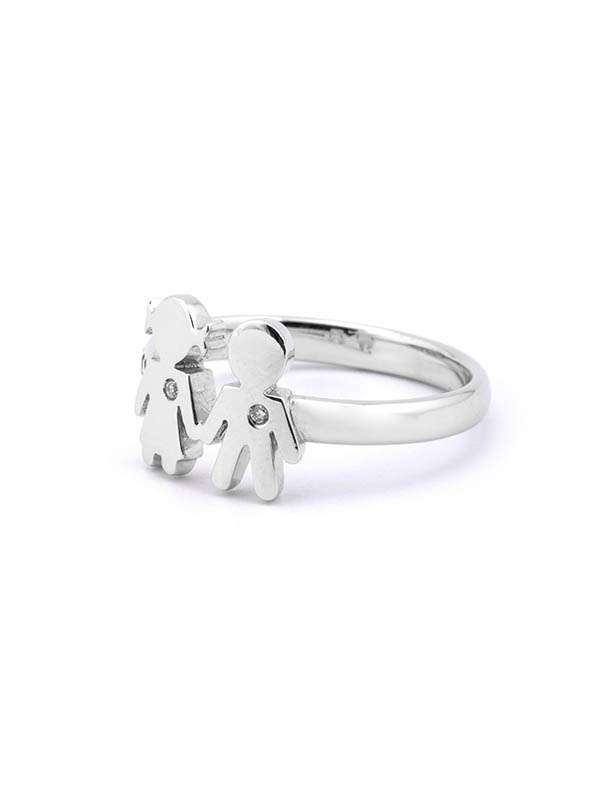 ANELLO EASY BIMBI MICRO IN ORO BIANCO 18KT CON DIAMANTI