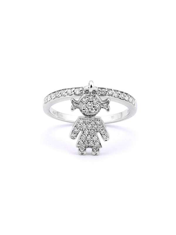 ANELLO EASY BIMBA PICCOLA IN ORO BIANCO 18KT CON DIAMANTI