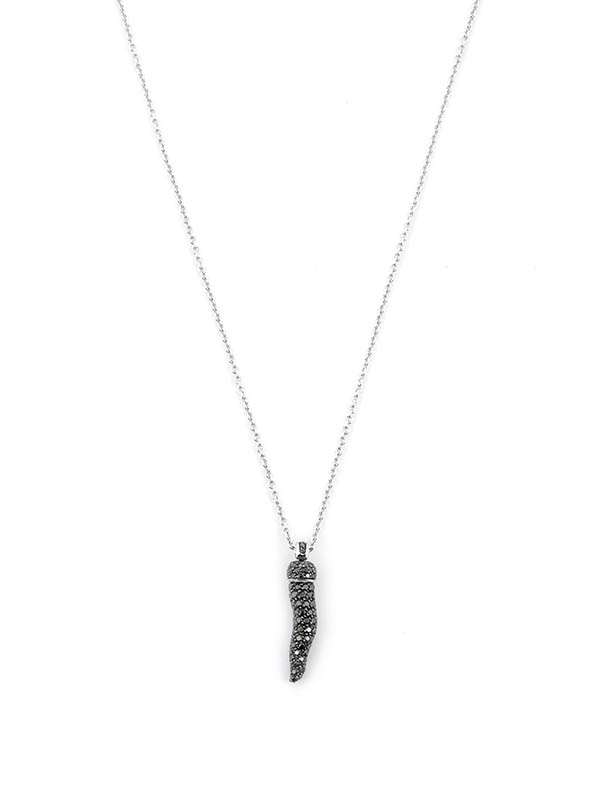 GIROCOLLO IN ORO BIANCO 18KT CON DIAMANTI NERI CORNO MIGNONNE PAVE'