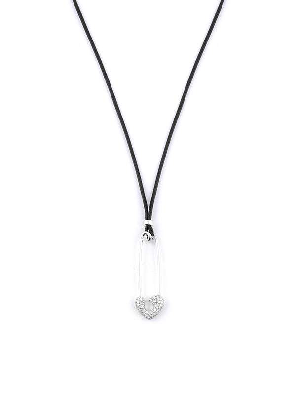 GIROCOLLO CON CORDINO E ORO BIANCO 18KT CON DIAMANTI