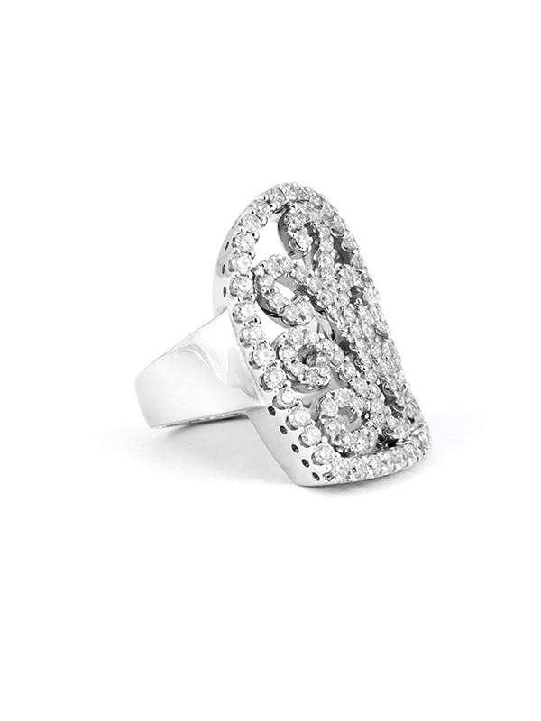 ANELLO FANTASIA A CUORE IN ORO BIANCO 18KT CON DIAMANTI