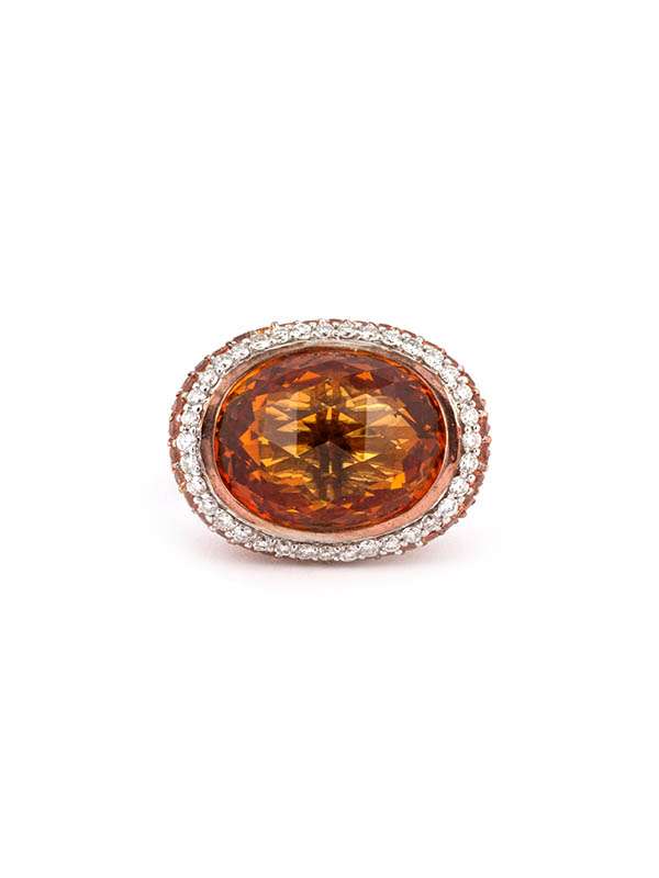 ANELLO IN ORO BIANCO 18KT CON DIAMANTI ZAFFIRI E CITRINO