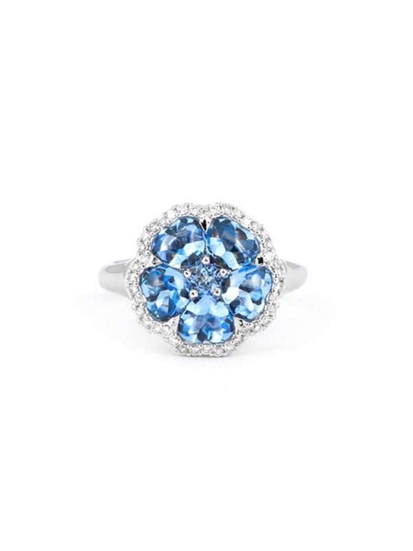 ANELLO IN ORO BIANCO 18KT CON DIAMANTI E TOPAZIO