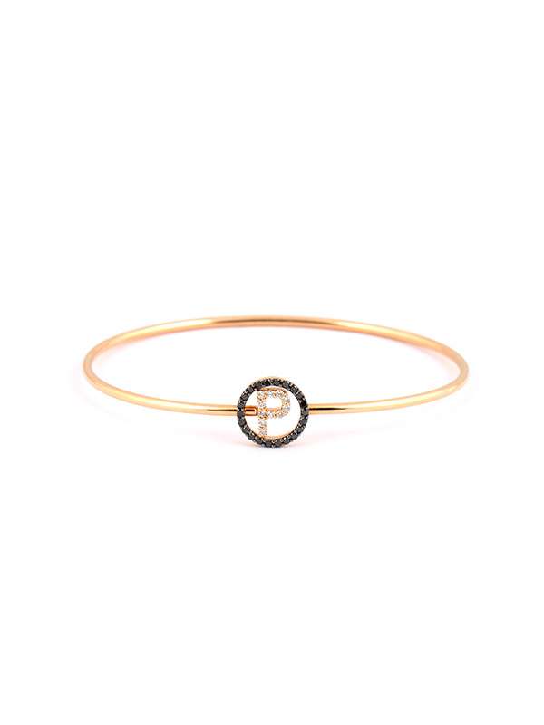 BRACCIALE CON LETTERA P IN ORO ROSA 18KT CON DIAMANTI