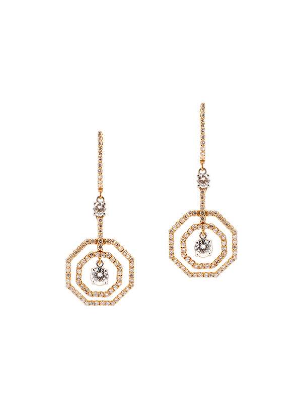 ORECCHINI IN ORO ROSA 18KT CON DIAMANTI
