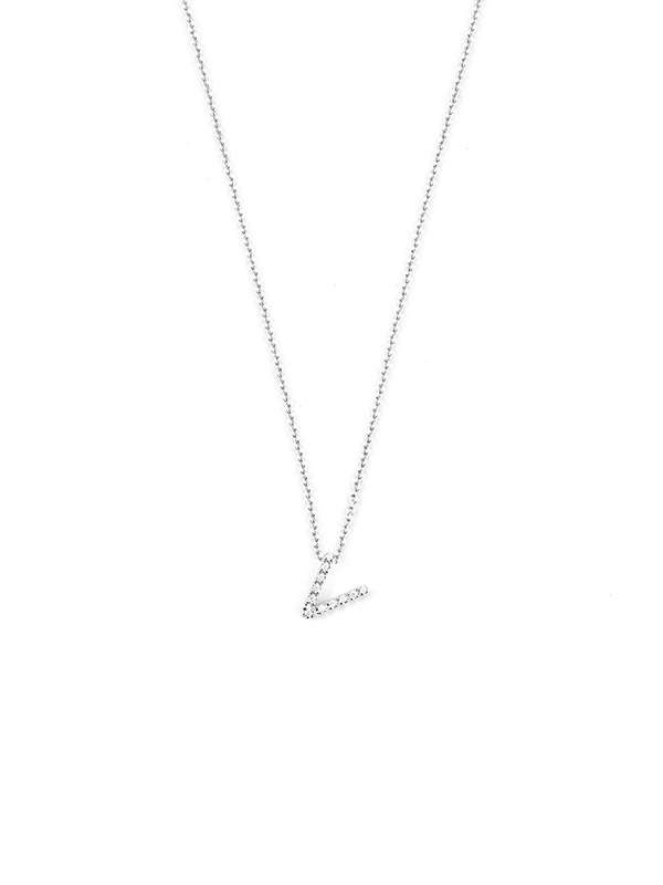 GIROCOLLO LETTERA V IN ORO BIANCO 18KT CON DIAMANTI