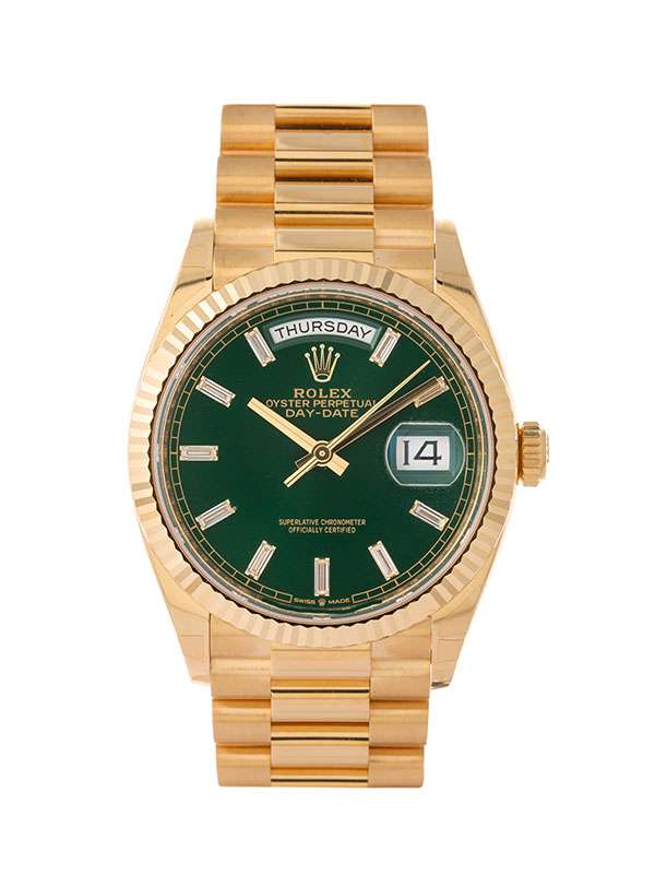 ROLEX DAY-DATE BAGUETTE CON DIAMANTI 36MM IN ORO GIALLO 18KT REF. 128238