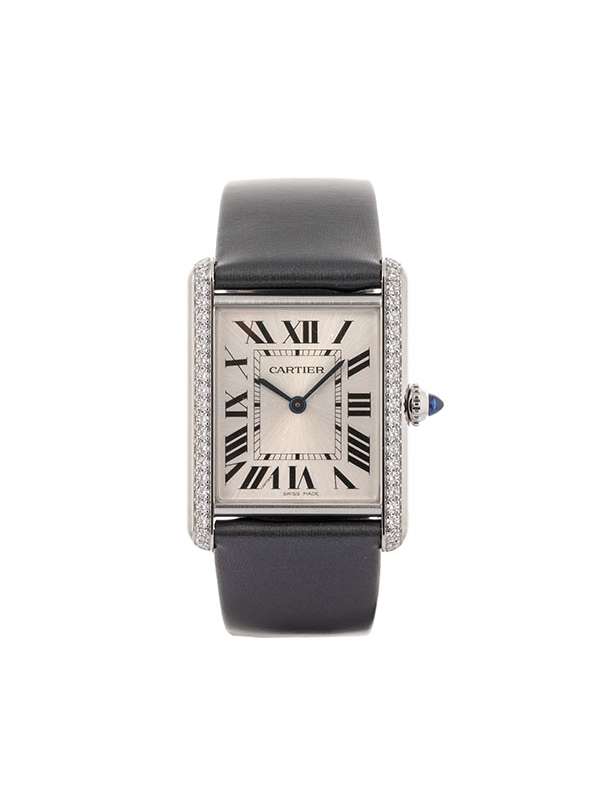 CARTIER TANK MUST MODELLO GRANDE IN ACCIAIO E DIAMANTI REF. W4TA0017