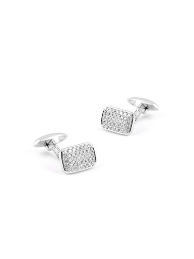 GEMELLI RETTANGOLARI IN ORO BIANCO 18KT CON PAVE' DI DIAMANTI