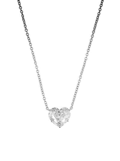 GIROCOLLO IN ORO BIANCO 18KT CON DIAMANTE TAGLIO CUORE