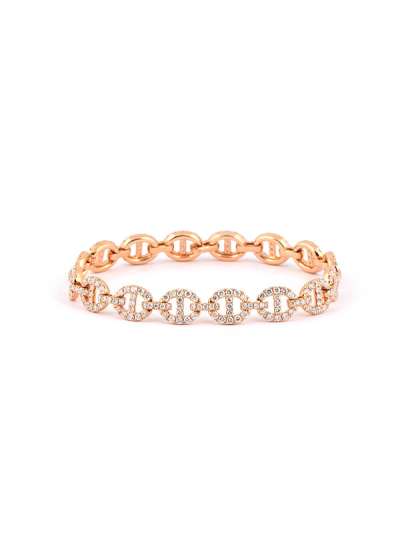 BRACCIALE MAGLIA OVALE IN ORO ROSA 18KT CON DIAMANTI