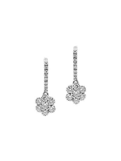 ORECCHINI IN ORO BIANCO 18KT CON FIORE DI DIAMANTI