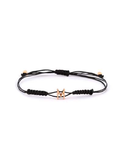 BRACCIALE CORDINO MACRAME' LETTERA 8MM IN ORO ROSA 18KT