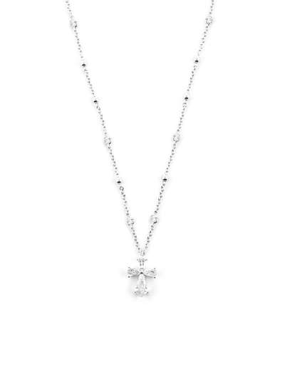 GIROCOLLO IN ORO BIANCO 18KT CON CROCE DI DIAMANTI