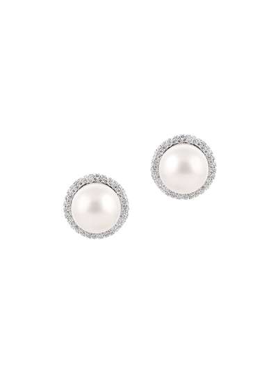 ORECCHINI IN ORO BIANCO 18KT CON DIAMANTI E PERLA