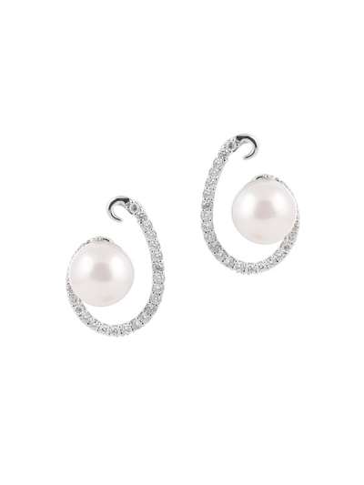 ORECCHINI IN ORO BIANCO 18KT CON DIAMANTI E PERLA