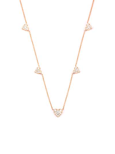 GIROCOLLO IN ORO ROSA 18KT 5 CUORI CON DIAMANTI