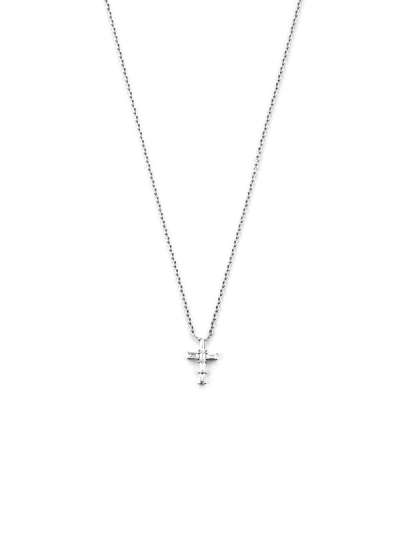 GIROCOLLO IN ORO BIANCO 18KT CROCE CON DIAMANTI BAGUETTE