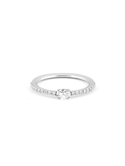 ANELLO IN ORO BIANCO 18KT CON DIAMANTE OVALE E DIAMANTI