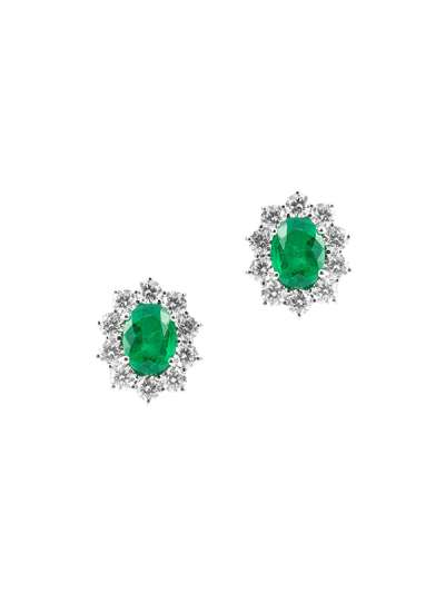 ORECCHINI LOBO IN ORO BIANCO 18KT CON DIAMANTI E SMERALDI