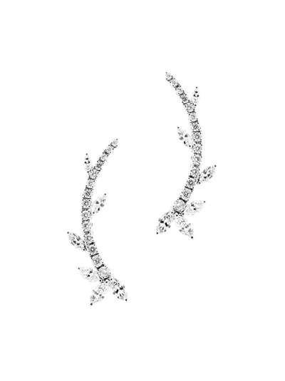 ORECCHINI IN ORO BIANCO 18KT CON DIAMANTI TAGLIO NAVETTE E BRILLANTE