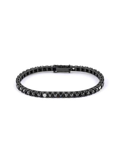 BRACCIALE TENNIS IN ORO BIANCO 18KT BRUNITO CON DIAMANTI NERI E DIAMANTI BIANCHI