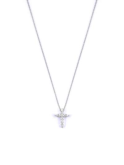 GIROCOLLO IN ORO BIANCO 18KT CON CROCE E DIAMANTI BIANCHI