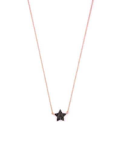 GIROCOLLO IN ORO ROSA 18KT STELLA CON DIAMANTI NERI