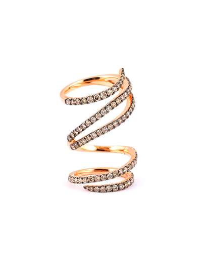 ANELLO TORCIGLIONE IN ORO ROSA 18KT CON DIAMANTI BROWN