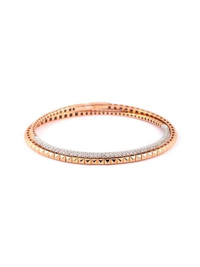 BRACCIALE TENNIS A MOLLA DUE FILE IN ORO BIANCO 18KT E ORO ROSA 18KT CON DIAMANTI BIANCHI