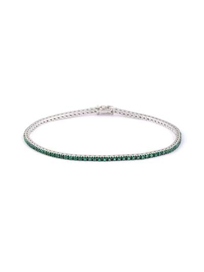 BRACCIALE TENNIS IN ORO BIANCO 18KT CON SMERALDI VERDI