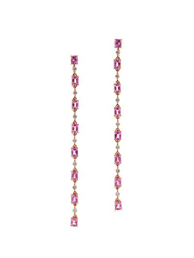 ORECCHINI IN ORO ROSA 18KT CON DIAMANTI E ZAFFIRI ROSA