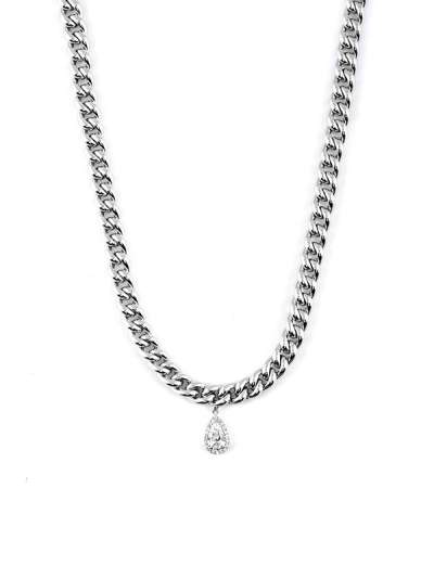 GIROCOLLO GROUMETTE IN ORO BIANCO 18KT CON DIAMANTE TAGLIO GOCCIA E DIAMANTI