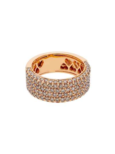 ANELLO FASCIA IN ORO ROSA 18KT CON PAVE' DI DIAMANTI BROWN