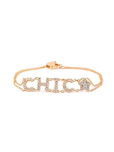 BRACCIALE IN ORO ROSA 18KT SCRITTA CHIC CON DIAMANTI