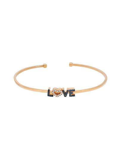 BRACCIALE RIGIDO APERTO IN ORO ROSA 18KT SCRITTA LOVE DI DIAMANTI BIANCHI E DIAMANTI NERI