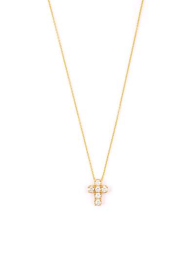 GIROCOLLO IN ORO GIALLO 18KT CON CROCE DI DIAMANTI BIANCHI