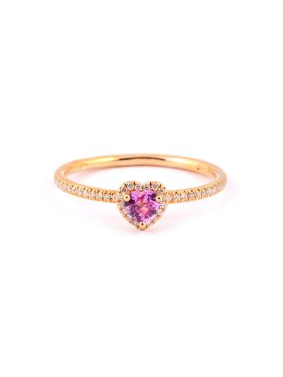 ANELLO IN ORO ROSA 18KT CUORE DI ZAFFIRO ROSA E DIAMANTI