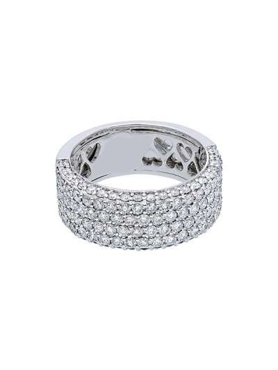 ANELLO FASCIA IN ORO BIANCO 18KT CON PAVE' DI DIAMANTI