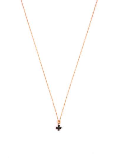 GIROCOLLO IN ORO ROSA 18KT CROCE DI DIAMANTI NERI