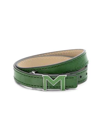 BRACCIALE LOGO MONTBLANC M IN PELLE VERDE E ACCIAIO ID. 129502