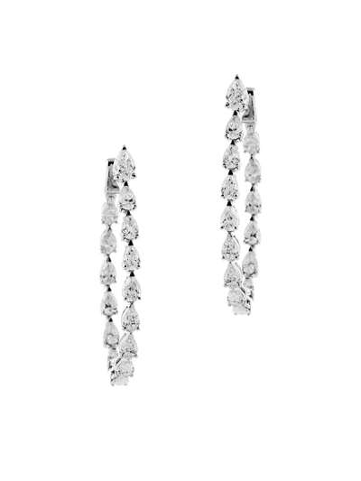 ORECCHINI OVALI IN ORO BIANCO 18KT CON DIAMANTI TAGLIO GOCCIA