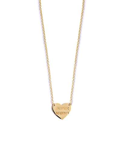 GIROCOLLO IN ORO GIALLO 9KT CUORE IN LASTRA SCRITTA SUPER MAMMA