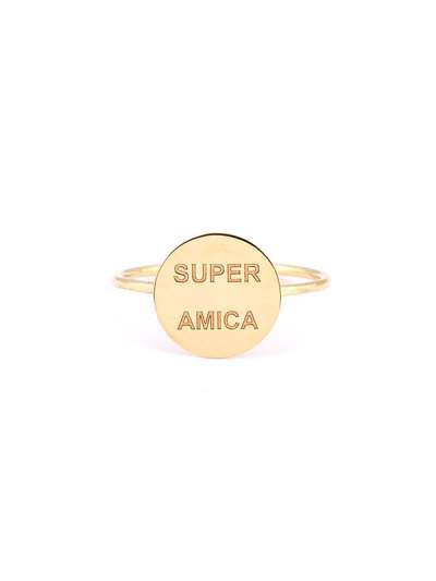 ANELLO IN ORO GIALLO 9KT TONDO IN LASTRA SCRITTA SUPER AMICA