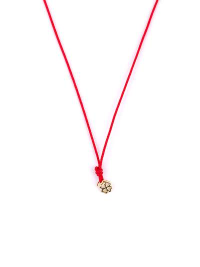 GIROCOLLO CON CORDINO E QUADRIFOGLIO IN FILO IN ORO GIALLO 9KT