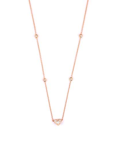 GIROCOLLO IN ORO ROSA 18KT CUORE CON DIAMANTI E DIAMANTI